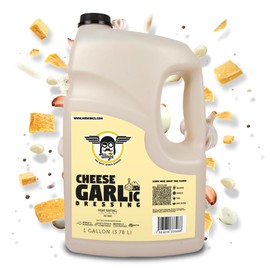 MR. WINGS - CHEESE GARLIC DRESSING 1 Gallon (128 Fl Oz). Delicious and super tasty creamy garlic parmesan dipping sauce. Whit real little chunks of cheese. Use it to dip everything: chicken wings, boneless, fries, chips; shrimp and much more!