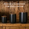 JOJUNO Black Ceramic Canister Set with Wooden Lid, 3-Piece Airtight