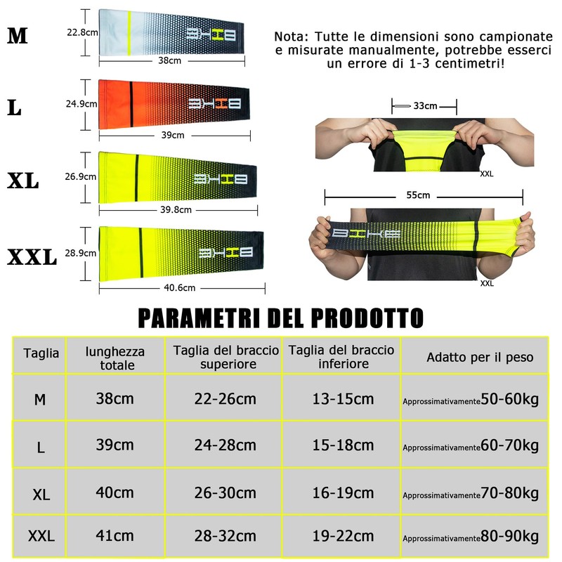 iColofun Manicotti Compressione Braccia per Ciclismo, Uomo Compressione Sportiva Manicotti