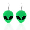 Just Follow Acrylic Punk Green Alien Face Dangle Earrings Big