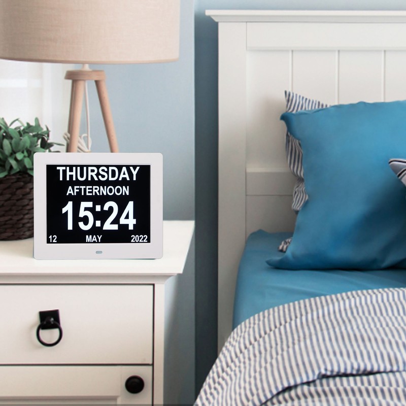 8in Digital Alarm Clock Photo Frame 800x600 Large Font Adjustable
