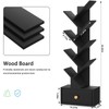 SHEEPAM 8 Tier Tree Bookshelf with Drawer, Free Standing Wood