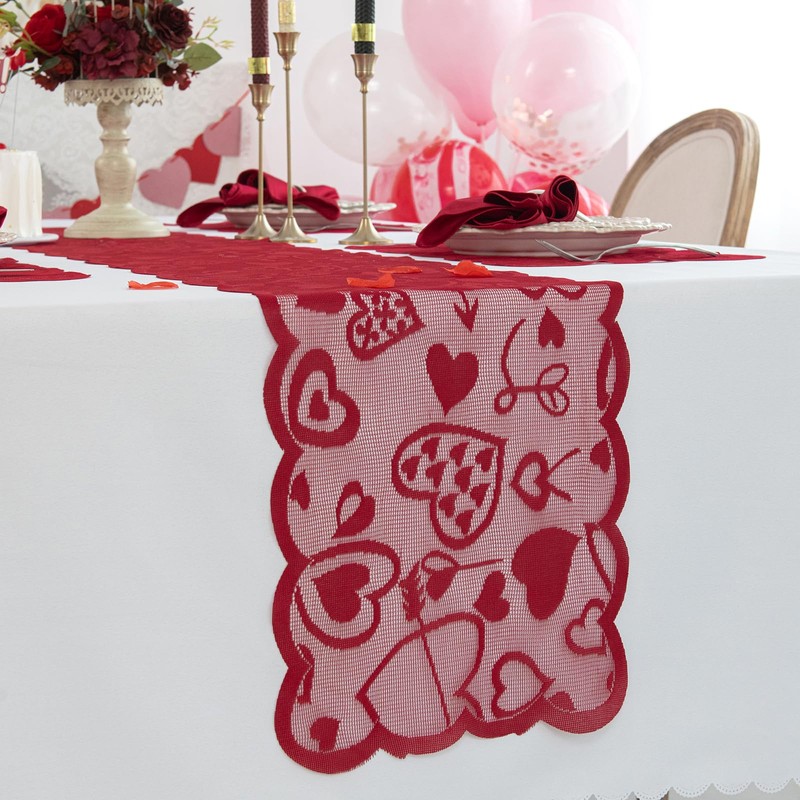 Joyfol Day 5 PCS Valentines Day Lace Table Runner with