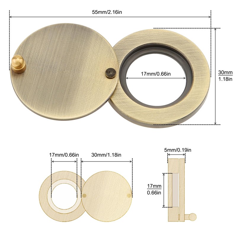 HOJLKLD Peephole Cover, Solid Brass Privacy Door Viewer Cover with