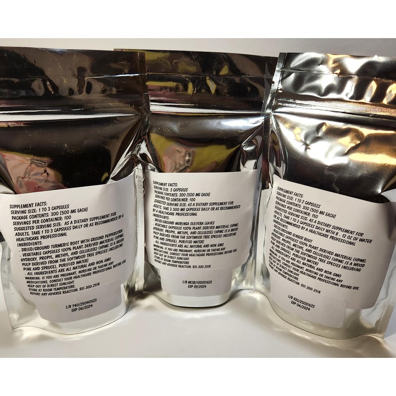 Turmeric Peppercorn, Ginger Root and Moringa Leaf Capsule Triple Value