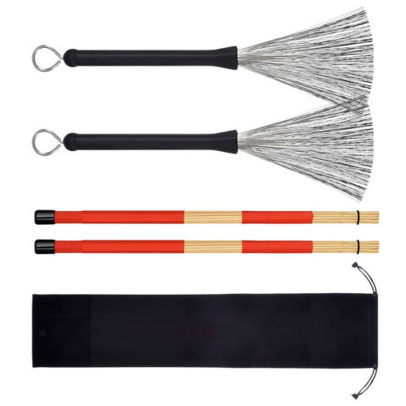 Drumstick Brushes Set Flexible Adjustment Stainless Steel Drum Wire Brushes