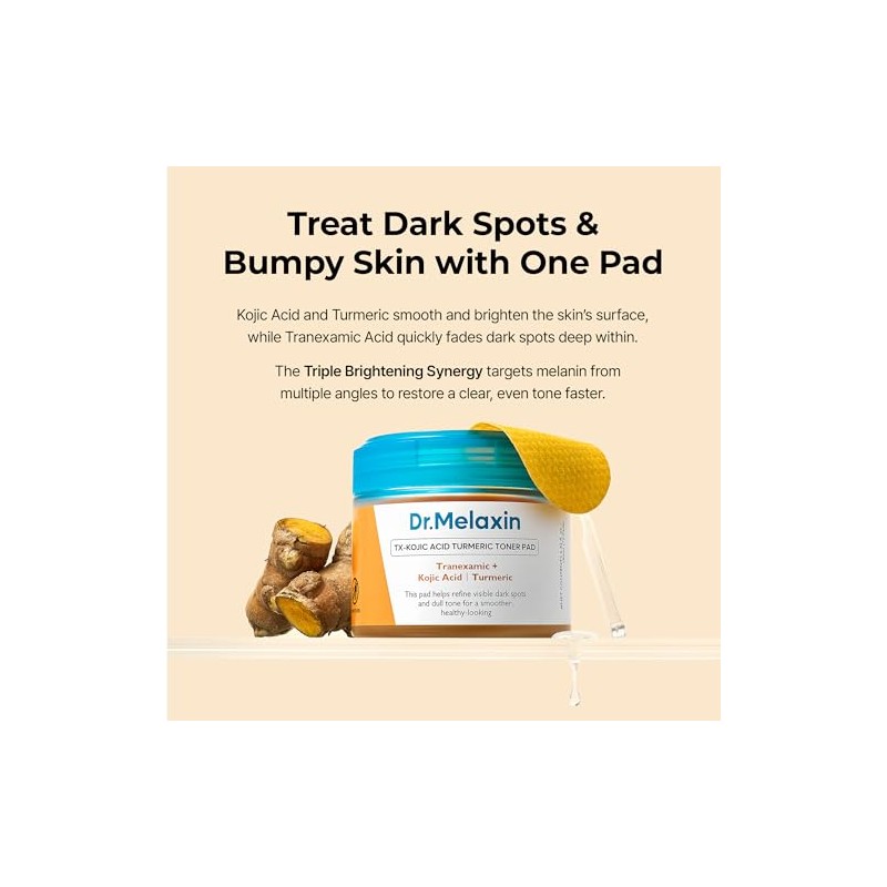 Dr.melaxin Tx Kojic Acid Turmeric Toner Pads with Tranexamic Brightening