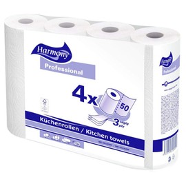 VEPATIM Harmony Professional Kitchen Rolls 3-Ply 50 Sheets FSC Certified 4 Rolls