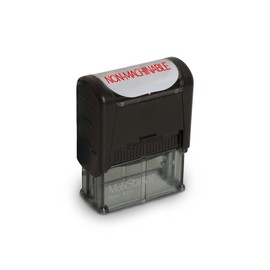 Self Inking Rubber Stamp, Refillable Red Ink Preinstalled with Popular Business Phrases (Non-Machinable)