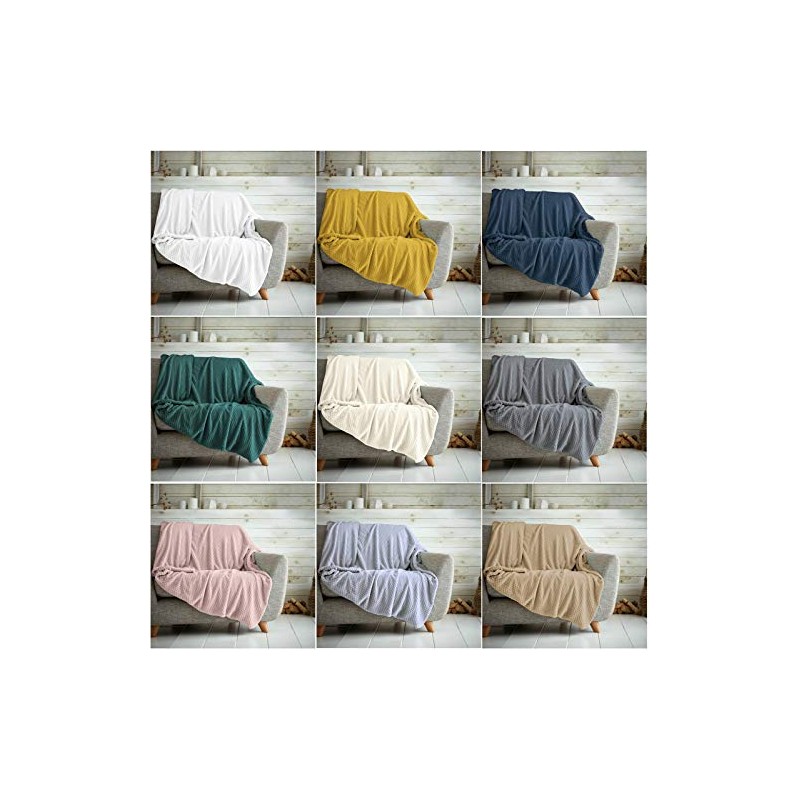 Kinfolk Textile Waffle Throw Honeycomb Blanket Soft Warm Cuddly Sofa