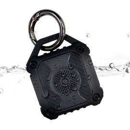 AirTag ATC-001 Waterproof Case, Black, Air Tag, Keychain, Round Carabiner, Cover, Includes Key Ring, Prevents Loss, Sparkling and Puffy Round
