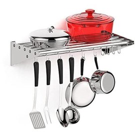 GARVEE NSF Certified Stainless Steel Hanging Racks for Kitchen Storage, Available in 12" x 24", 36", 48", and 60" Sizes with 10 S Hooks for Organizing Pots and Pans in Home, Restaurant, or Hotel Kitchens. - Size: 12X60 Inch, Color: Silver