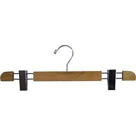 The Great American Hanger Company Stylish Wooden Bottoms Hanger with Low Profile and Extra Large Adjustable Clips, Hangers for Pants or Skirts with 360 Degree Chrome Swivel Hook (10, Natural)