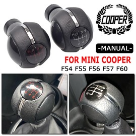 Cakievro Black Leather+ABC 6 Speed Manual Gear Shift Stick Knob Fit for Mini Cooper F54 F55 F56 F57 F60 Gear Shift Knob (6 Speed-1)