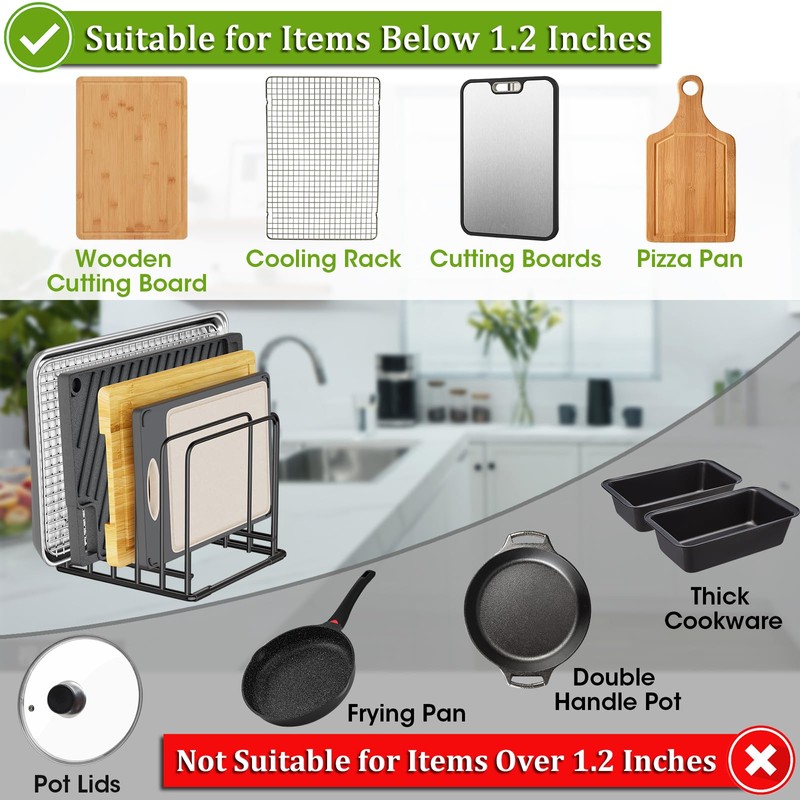 SAGLAU Kitchen Organizer Rack - 5-Slot Heavy-Duty Cutting Board and