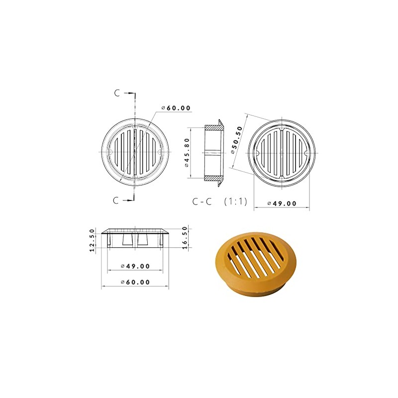 cyclingcolors 10x Ventilation Grille Exhaust Grille Outer Grille Round Total