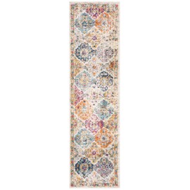 SAFAVIEH Madison Collection Runner Rug - 2'3" x 10', Cream & Multi, Boho Chic Distressed Design, Non-Shedding & Easy Care, Ideal for High Traffic Areas in Living Room, Bedroom (MAD611B)