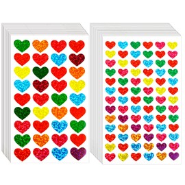 LOMIMOS Valentine's 3420PCS 60 Sheets Heart Stickers,Shiny Sparkle Self-Adhesive Decorative Sticker for DIY Crafts Scrapbooking Embellishment Award Chart Incentive Supply