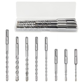 8pcs SDS Plus Electric Hammer Impact Drill Bit Standard Cross Drill Bit Drill Holes Performance Set, for Concrete Masonry Ceramic Tile Stone Metal Wood Plastic (5mm-12mm, Silver)