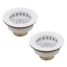 Westbrass Wing Nut Style Large Kitchen Sink Basket Strainer, 2 Pack, Powder Coat White, D2135-50