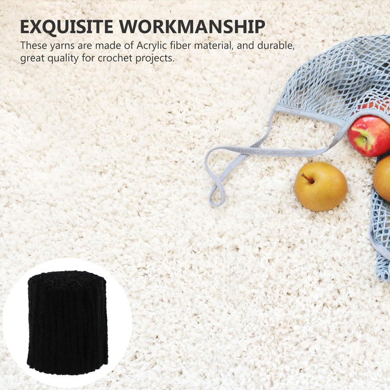 TEHAUX 10 Rolls Latch Hook Rug Yarn, Black Yarn Bundles,