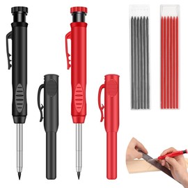 Mechanical Carpenters Pencil Set with 12 Refills 2.8mm Carpenters Pencil, Mechanical Carpenter Pencils Set, Deep Hole Woodworking Pencils Construction Pencil with Built-In Sharpener