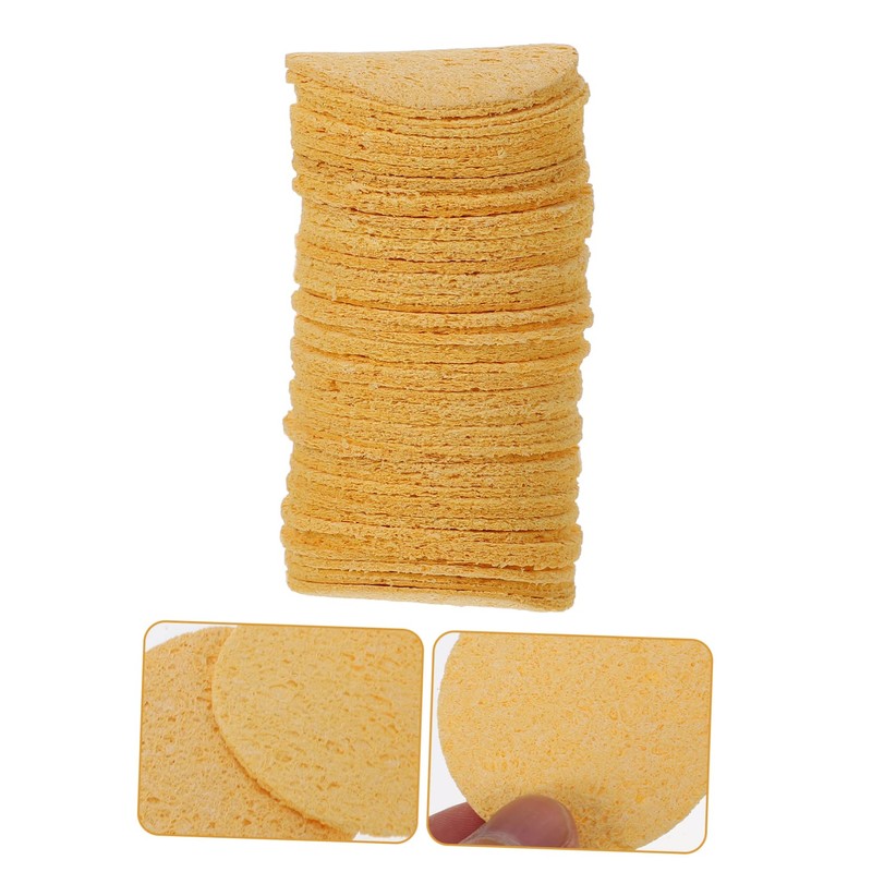 Operitacx 50 Stück Reinigungsschwamm Langlebiger Lötspitzen Reiniger Runde Schweißreinigungspads Temperaturbeständig