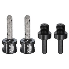 sourcing map 4pcs Diamond Finger Bit 10mm Dia 5/8"-1 Thread Round Dry Core Diamond Chamfer Bit with Conversion for Enlarging Shaping Milling Existing Holes on Marble Countertop, Black
