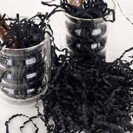 PLINJOY 2 LB Crinkle Cut Paper Shred Filler for Gift Basket Shredded Confetti Paper Box Stuffing Easter Basket Grass (Black)