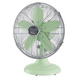 Good Housekeeping 92607 All-Metal 12" Retro Desk Office Table Fan with Wide Oscillation, 3-Speed Settings & Carrying Handle, Mint Green