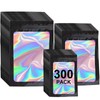 300 Pack 3 Sizes Resealable Mylar Holographic Bags Food Storage