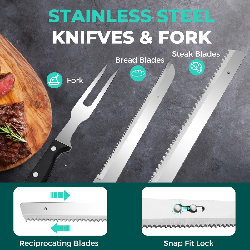 HAUSHOF Cordless Electric Knife Set for Meat Slicing 8V Electric
