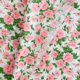 NEWUEBEL Cotton Fabric by The Yard for Sewing DIY Crafting Fashion Design Printed Floral Washable Cloth Bundles Voile;Full Width cuttable39 x 63inches (100x160cm) Pink Rose