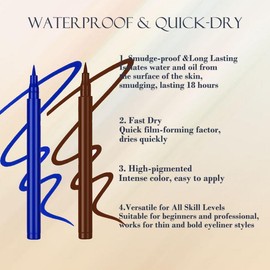 2-Pack – Waterproof Liquid Eyeliner PenSmudge-Proof Formula for Long-Lasting Wear – Ultra-Fine Tip for Precise Application Combo Includes Liquid Eyeliner for Bold Eye Makeup(Blue&Brown)