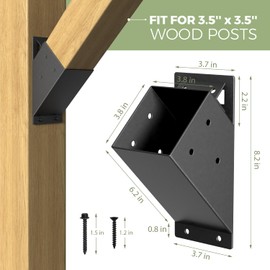 8 Pcs Pergola Brackets, 45-Degree Angle Bracket, Fit for 4''x4'' Wood Posts, Specially for Reinforcing Pergolas and Gazebos Garages, Tree Houses, Patios, Lawns, Cabins, Yards,…