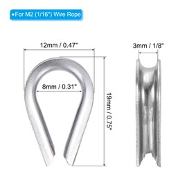 PATIKIL M2 Stainless Steel Thimble 30pcs Wire Rope Thimble 1.5mm Diameter Wire Rope Cable Rigging