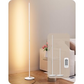 EDISHINE Corner LED Floor Lamp, 57.5" Dimmable Corner Light with Remote, 3 Color Temperature 3000K-4500K-6000K, Minimalist Floor Lamp for Bedroom, Living Room, Office, White