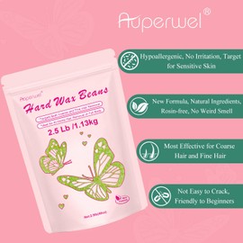 2.5lb/40oz Hard Wax Beans for Sensitive Skin - Large Bulk Refill for Waxing Brazilian, Bikini, Underarms, Face, Body with 20 Sticks (Aloe)