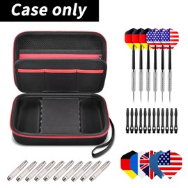 Dart Bag Holder Storage Organiser for Steel Tip and Soft Tip Darts, 12 Pieces Dart Carry Bag Fits Dart Tips, Shafts, Flights and Accessories (Box Only), Red zip, Red Zipper