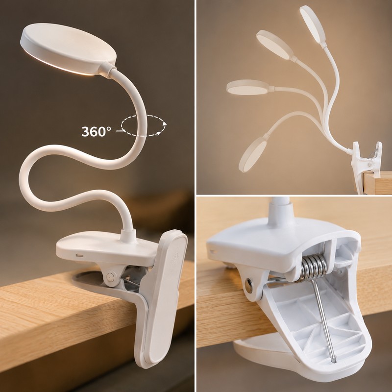 Clip-On LED Reading Light for Dorm Room & Bedside –