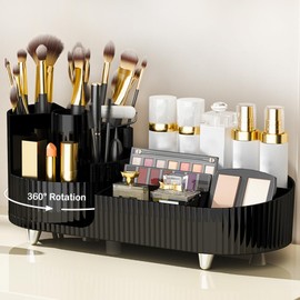 Organizador de Maquillaje Giratorio de 360, Gran Capacidad con 9 Espacios  Organizador de Perfumes, Porta Brochas de Maquillaje Multifuncional para...