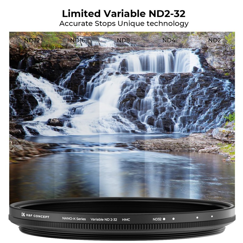 K&F Concept 43mm Variable ND2- ND32 Filter, 5-Stop Adjustable ND