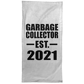Designsify Gifts, Garbage Collector Established EST. 2021, Hand Towel 15x30 inch Soft Tea Dish Cloth for Kitchen Bath, for Birthday Anniversary Mom Dad Parents Fathers Mothers Day Party, to Men Women