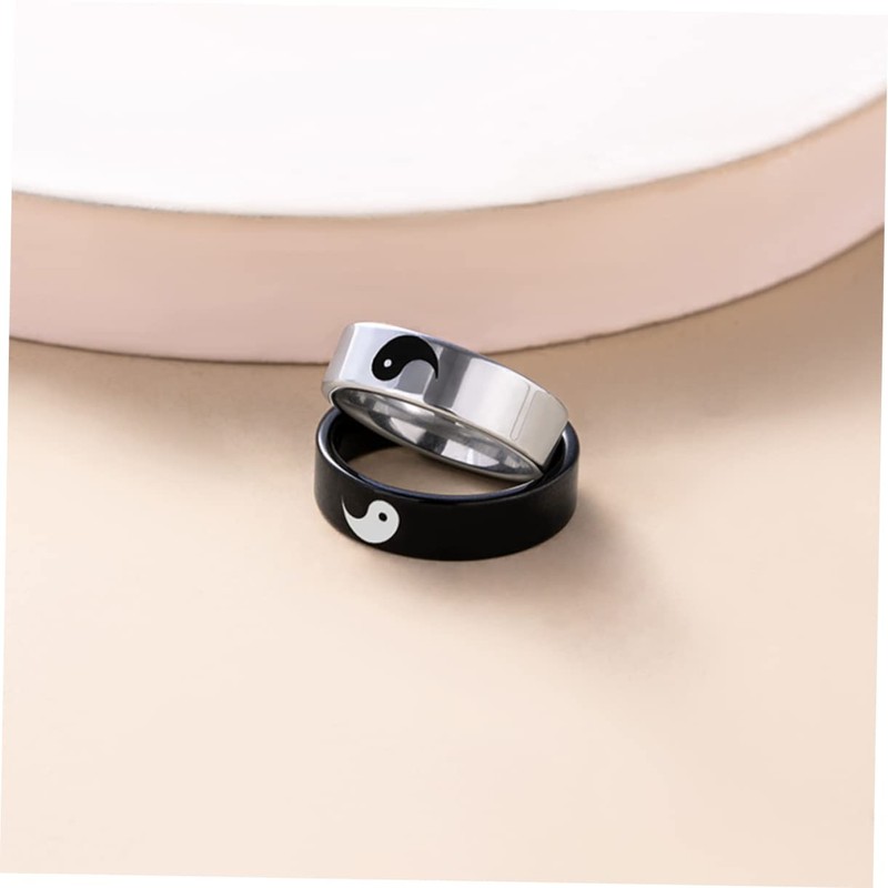 COHEALI 2sets Yin Ring Set Couples Ring for Him and