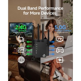 WiFi Extender Signal Booster for Home, WiFi Extender, Long Range up to 12880 Sq Ft and 105 Devices, Internet Extender WiFi Booster, WiFi Repeater with Ethernet Port, Signal Booster