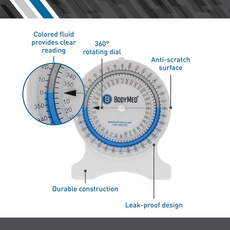 BodyMed Professional Inclinometer for Physical Therapy & Rehabilitation, Easy to