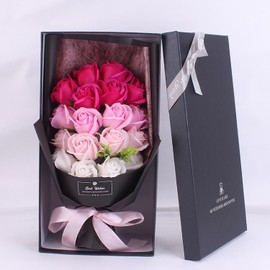 18 Rosas Artificiales Aspecto Real Cajas De Flores para Regalo,Coloridos,Adecuados para Bodas,Decoración del Hogar,Regalos,Día de San Valentín,Día de la Madre,Bodas,Dulce Regalo (Rosa)