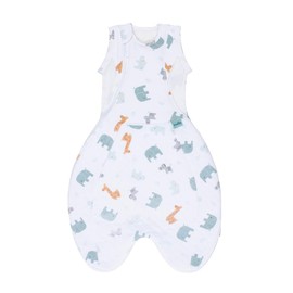 PurFlo Swaddle to Sleep Bag | All-Season 2.5 tog Sleeping Bag | 0-4 Months | Breathable Newborn Baby Sleeping Bag That Grows With Your Baby | Swaddle Arms In or Out | Hip Healthy | Animal Safari