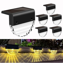 Weiongppy Solarlampen für Außen 6 Stück, Wegbeleuchtung, 2 Modi LED Warmweiß/Farbwechselnde, IP65 Wasserdichte Wandleuchte Zaun Licht, Solar LED Gartenlampen für Treppen Stufen Hof Zaun