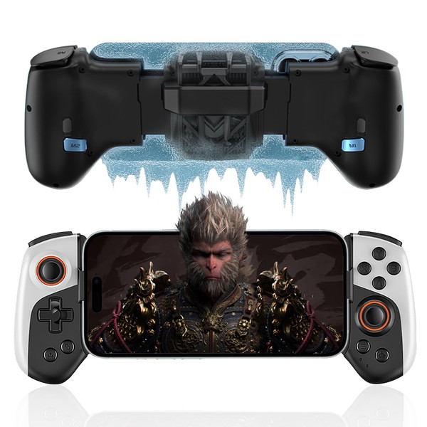 Megadream iPhoneコントローラー（ヒートシンク付き）、Androidモバイルゲームパッド（ヒートシンクファン/プログラマブルバックボタン/ターボブースト付き）で、codモバイル用コントローラー 、Warzoneモバイル、Genshin Impactなどをプレイ